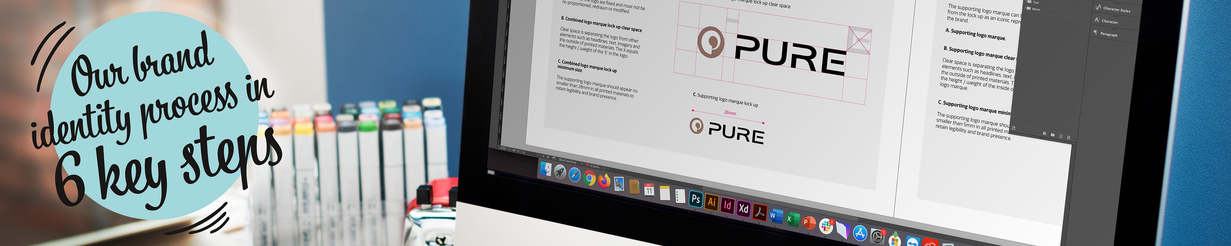 Fluro brand identity process - Pure digital logo on iMac