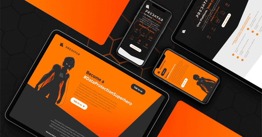 Predatar landing page mock up on various devices
