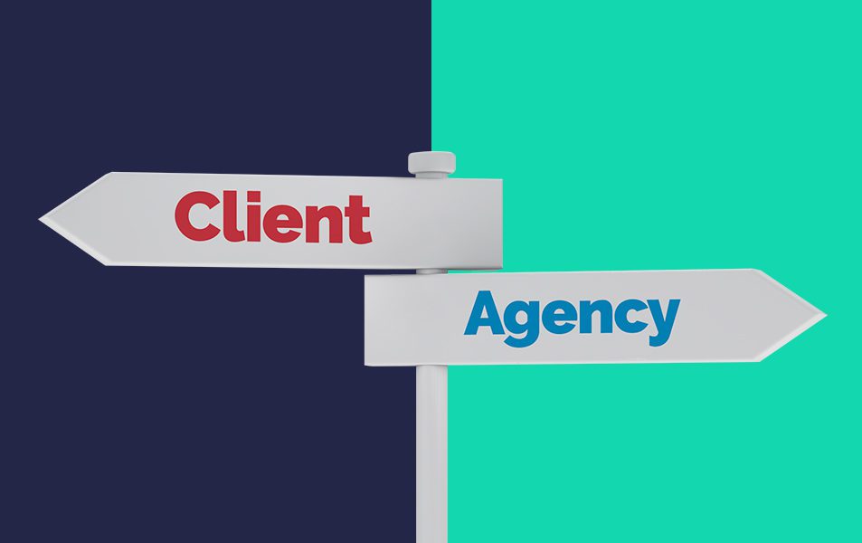 Client and agency sign post