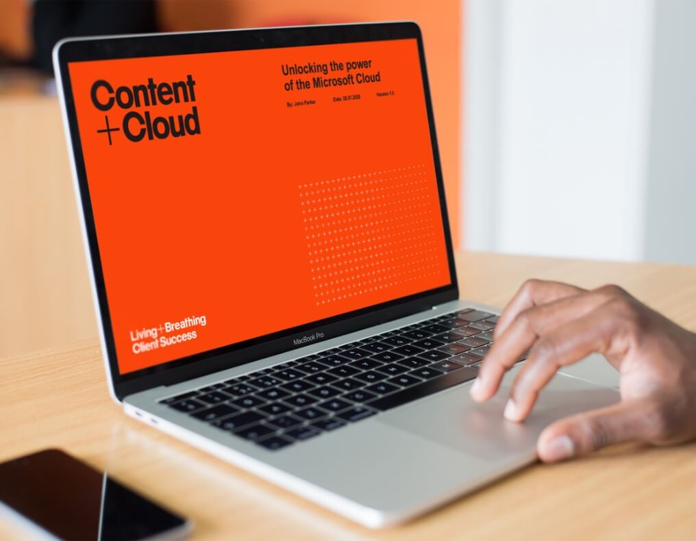 Content+Cloud mockup on a laptop