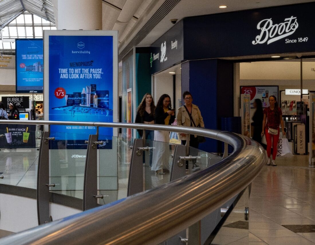 Hervitality ad in situ in shopping centre