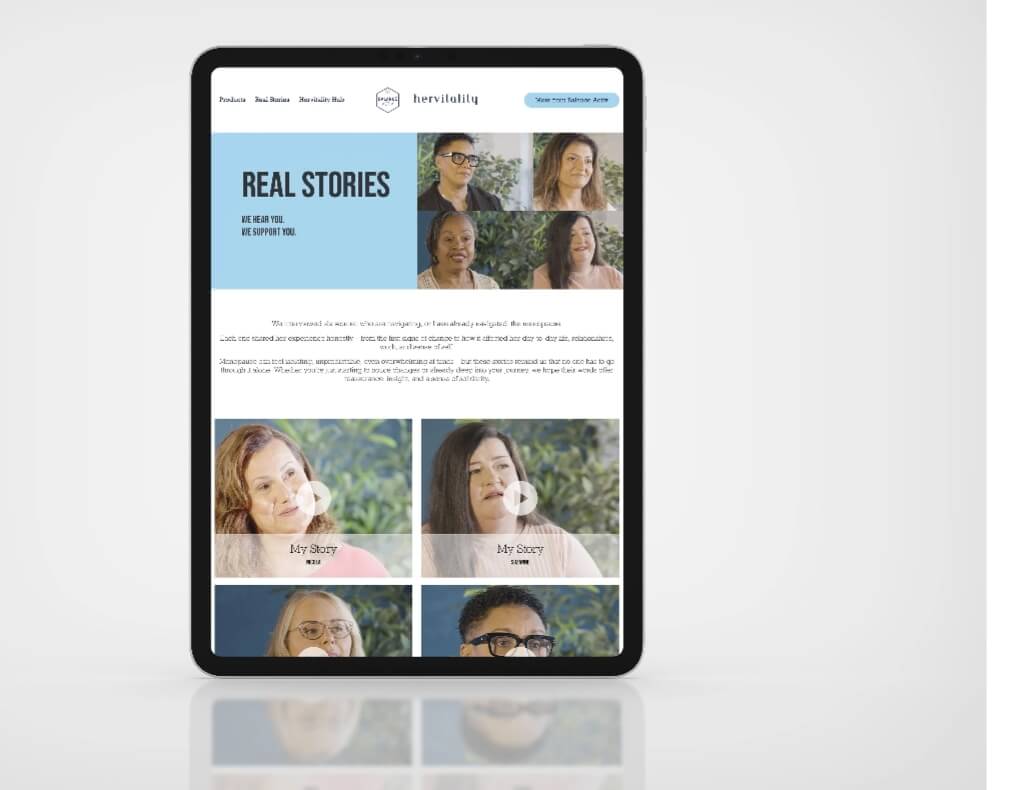 Hervitality website on tablet